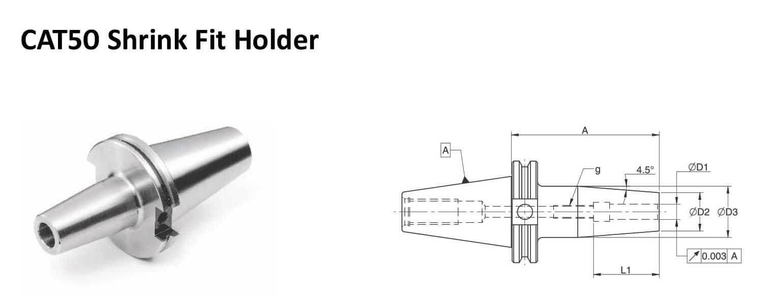 CAT50 SFH 1.000 - 4.13 Shrink Fit Holder (Balanced to G 2.5 75000 rpm)